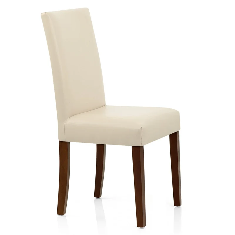 Chaise Cuir Croûté Bois - Chicago Noyer Crème