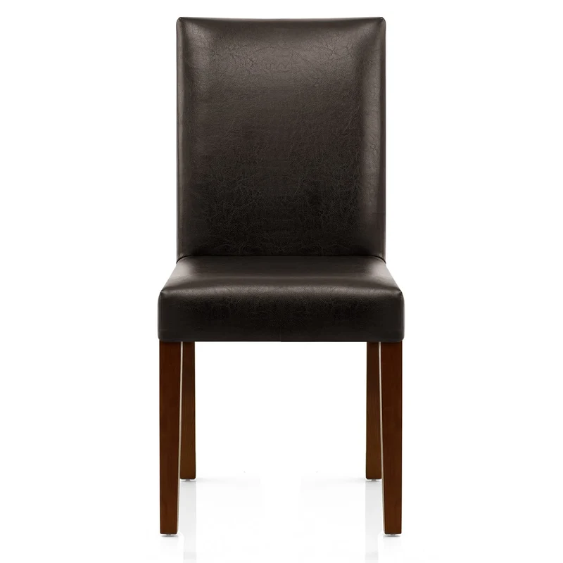 Chaise Cuir Croûté Bois - Chicago Noyer Marron