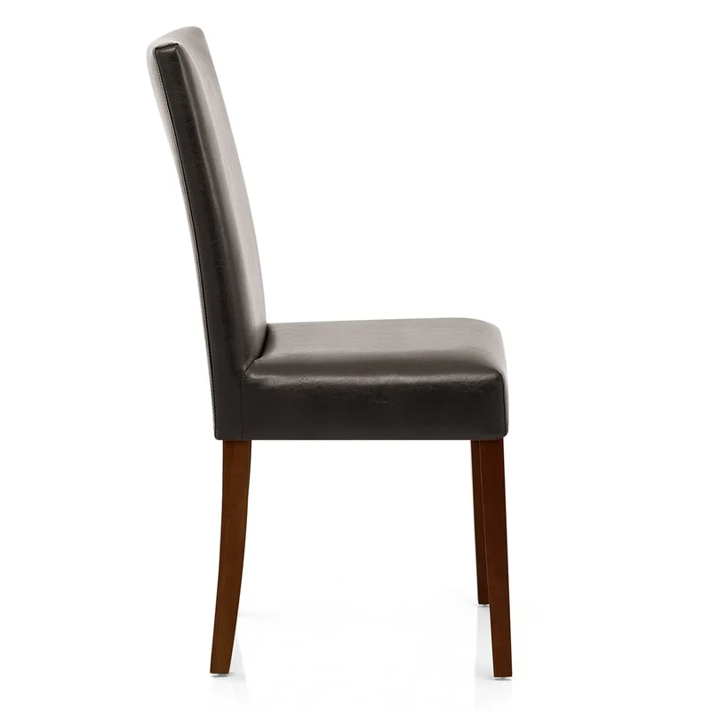 Chaise Cuir Croûté Bois - Chicago Noyer Marron