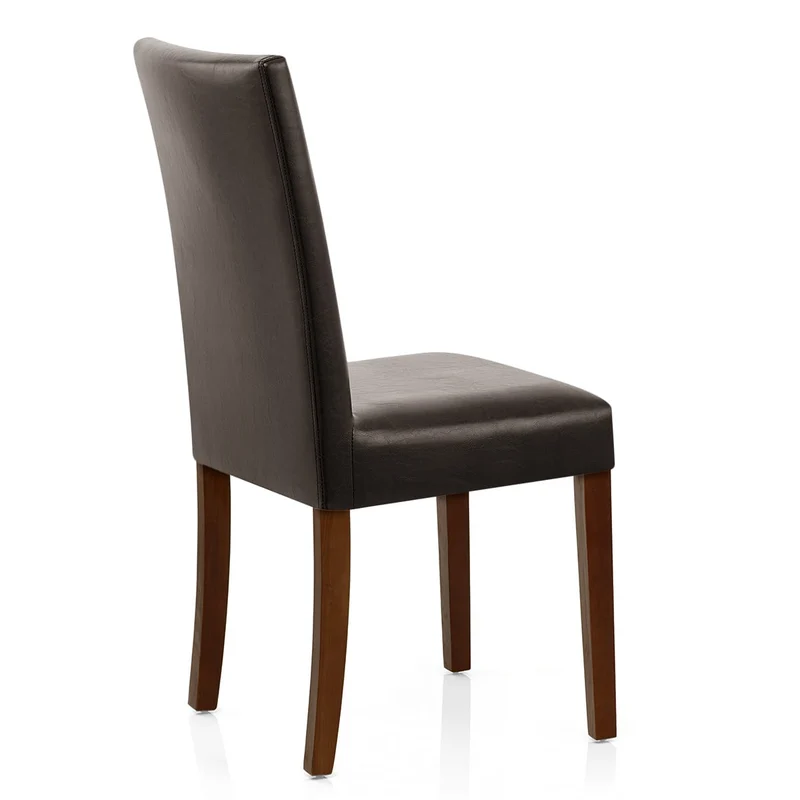 Chaise Cuir Croûté Bois - Chicago Noyer Marron