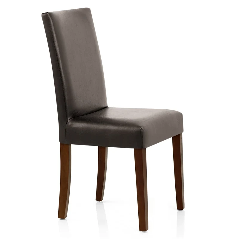 Chaise Cuir Croûté Bois - Chicago Noyer Marron