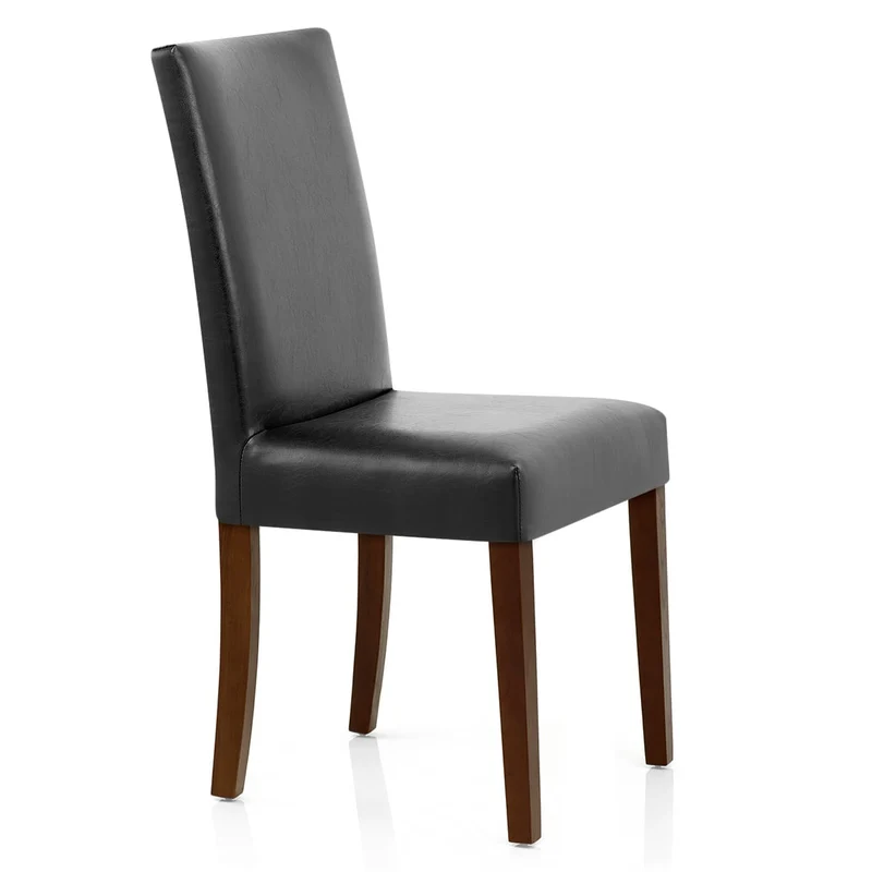 Chaise Cuir Croûté Bois - Chicago Noyer Noir