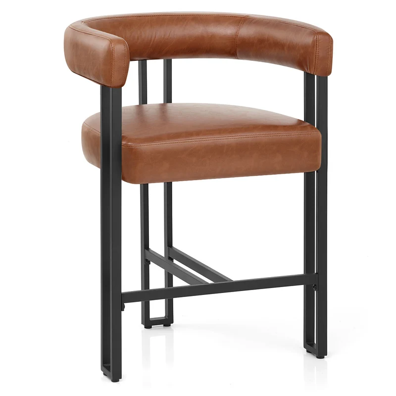 Tabouret de Bar Faux Cuir - Gigi Marron Antique