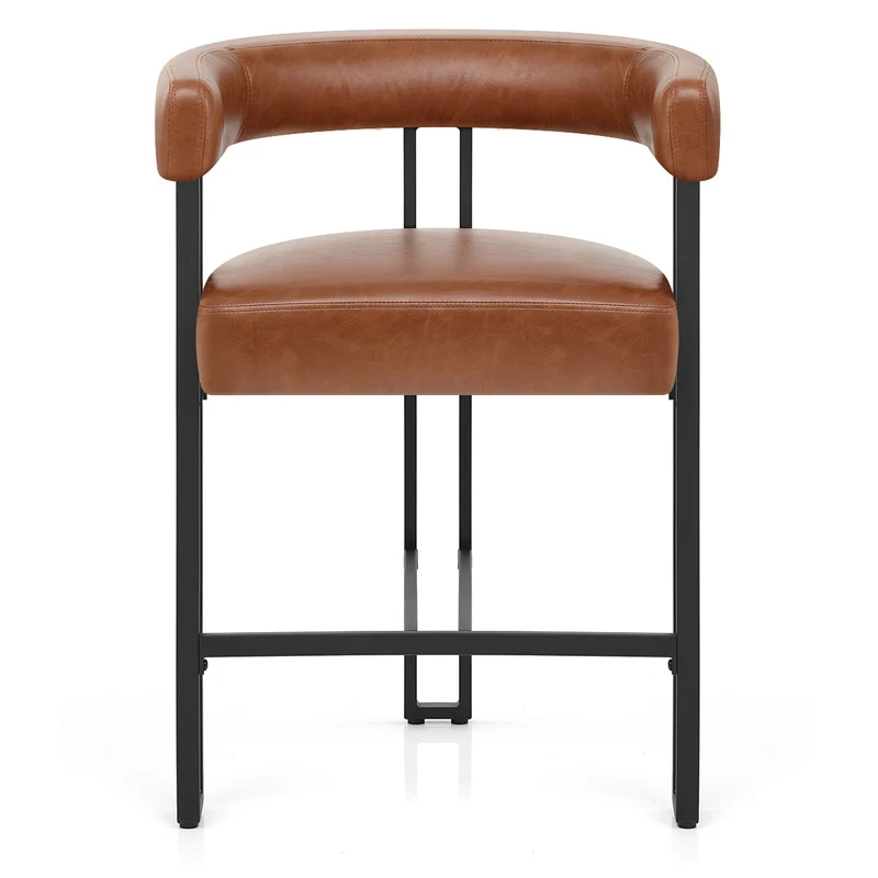 Tabouret de Bar Faux Cuir - Gigi Marron Antique