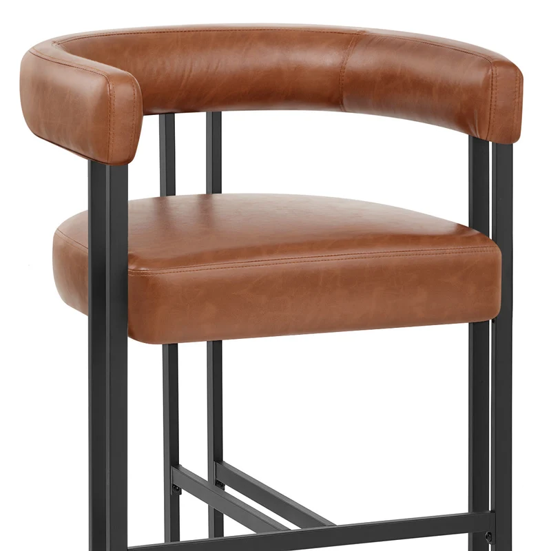Tabouret de Bar Faux Cuir - Gigi Marron Antique