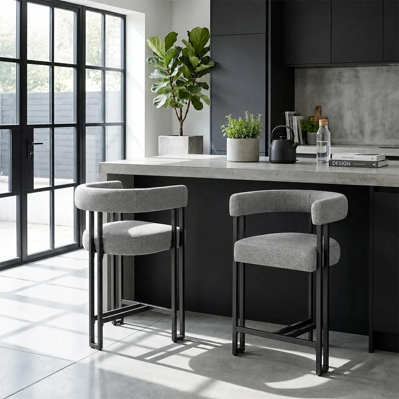 Tabouret de Bar Tissu - Gigi Gris