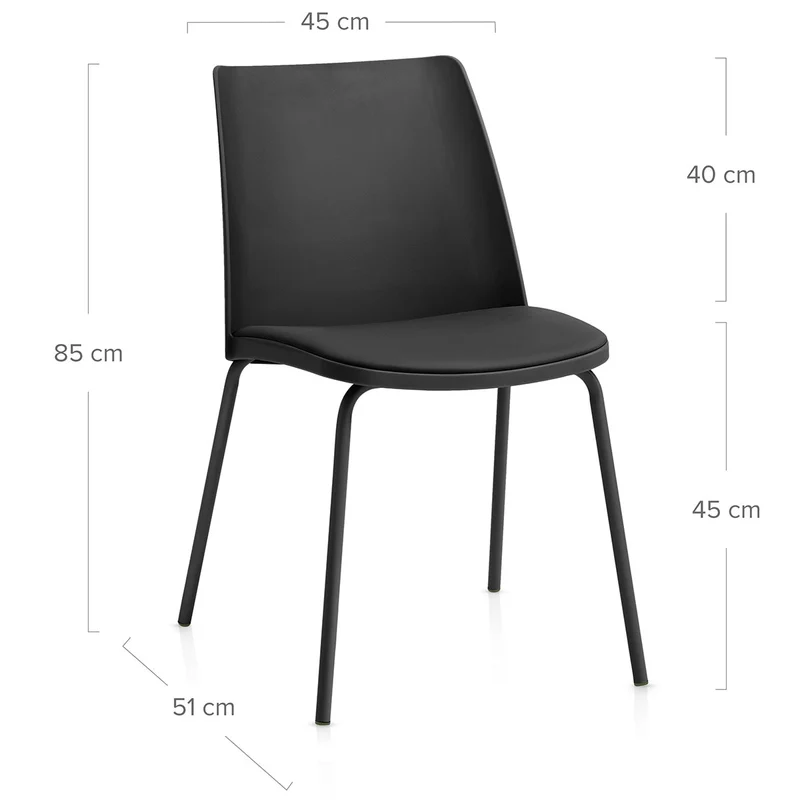 Chaise Résine Faux Cuir - Cosmo Noir