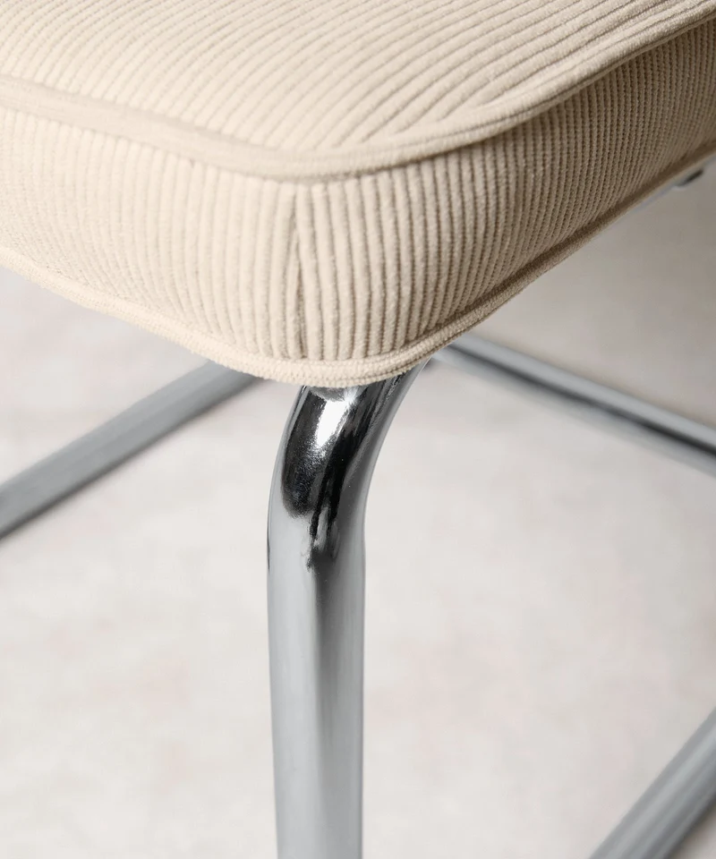 Silla de Comedor Tela de Pana y Metal Anela