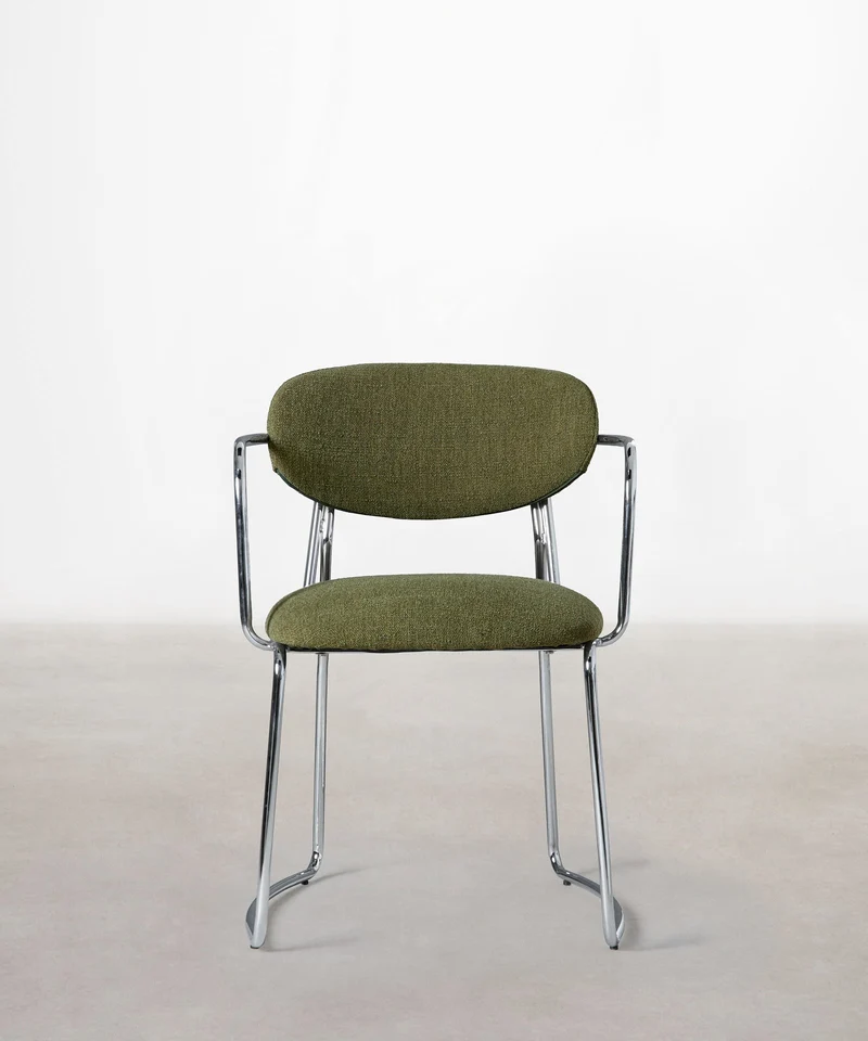 Silla de Comedor de Tela y Metal con Reposabrazos Moritz Arms
