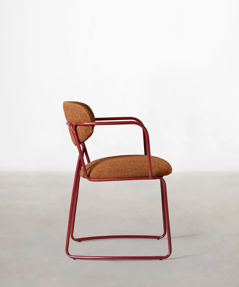 Silla de Comedor de Tela y Metal con Reposabrazos Moritz Arms