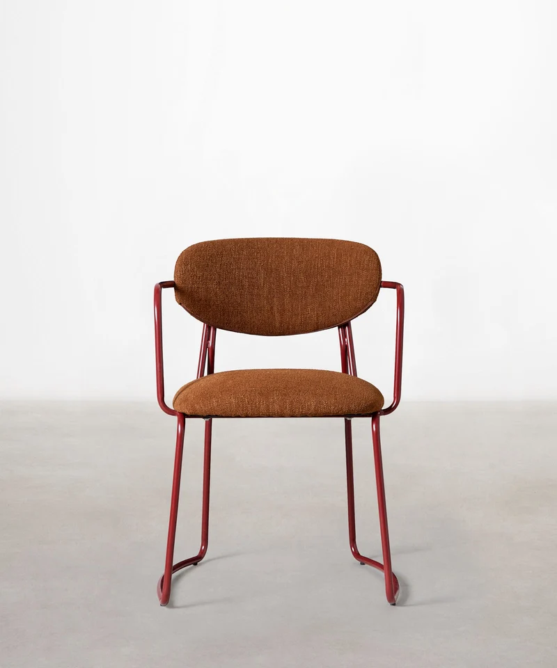Silla de Comedor de Tela y Metal con Reposabrazos Moritz Arms