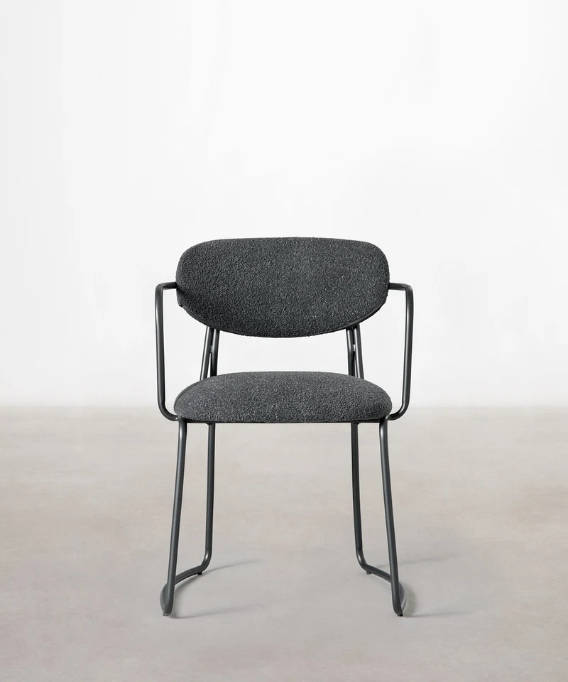 Silla de Comedor de Tela y Metal con Reposabrazos Moritz Arms