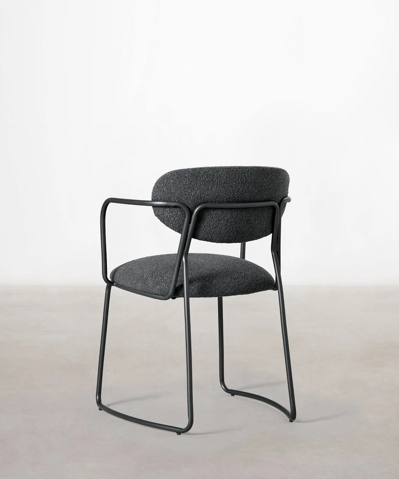 Silla de Comedor de Tela y Metal con Reposabrazos Moritz Arms