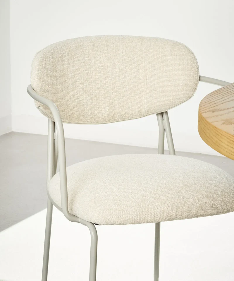Silla de Comedor de Tela y Metal con Reposabrazos Moritz Arms