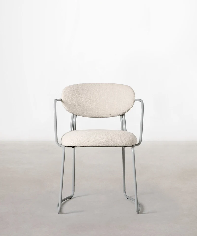 Silla de Comedor de Tela y Metal con Reposabrazos Moritz Arms
