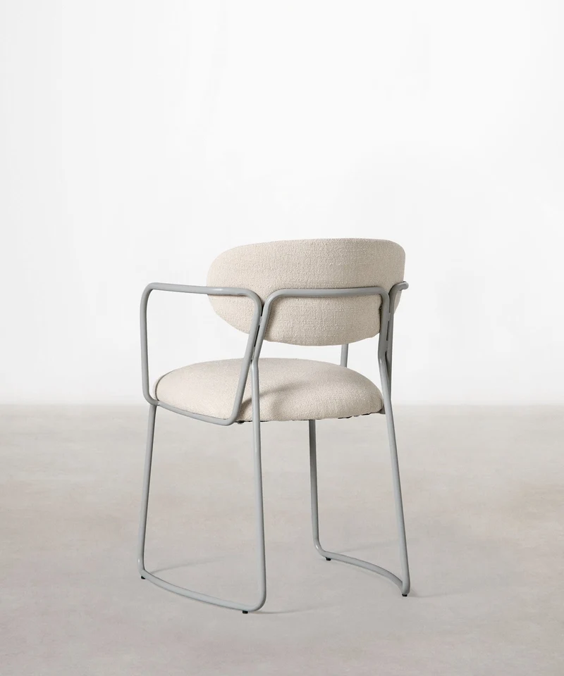 Silla de Comedor de Tela y Metal con Reposabrazos Moritz Arms