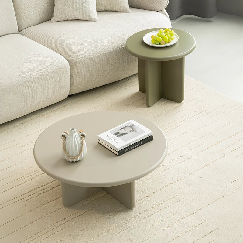 Ensemble de tables basses rondes mates Aine Chelsea [Vert et Beige]