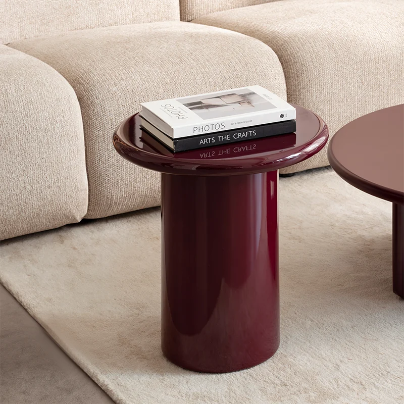 Ensemble table basse ronde Aine Chelsea [Rouge pourpre][Brillant et mat]