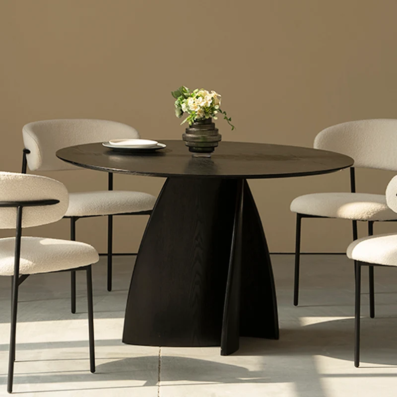 Table de Salle à Manger Ronde Gemma et 4 Chaise de Salle à Manger Zahra [Ensemble de Salle à Manger]