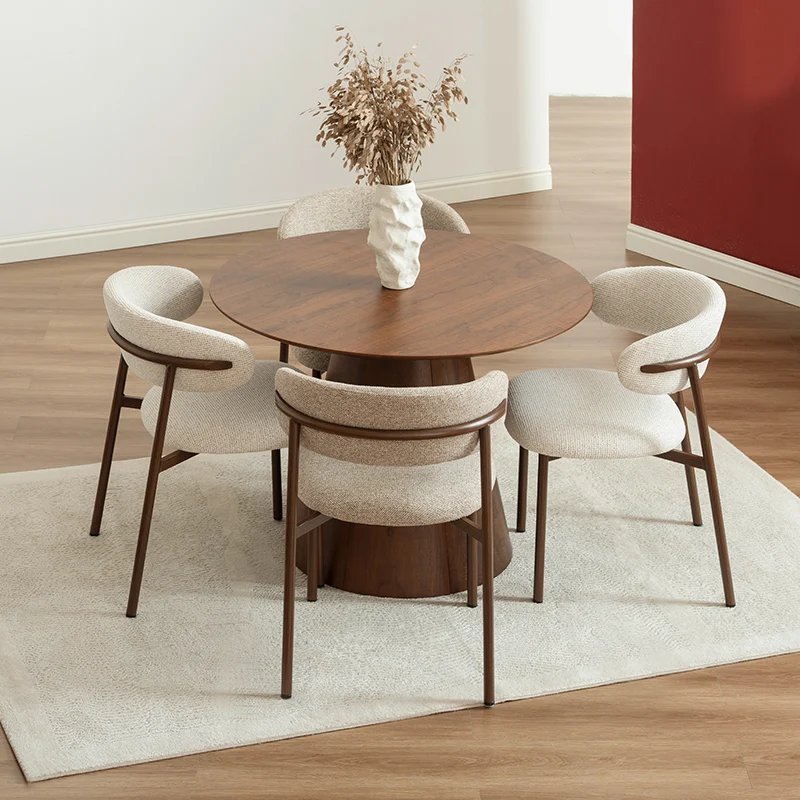 Table de salle à manger ronde Elowen et 4 Chaise de salle à manger Zahra S [Ensemble de Salle à Manger]