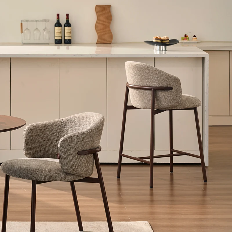 Tabouret de Bar Valda [Lot de 1] [Tissu effet lin] [65 cm]