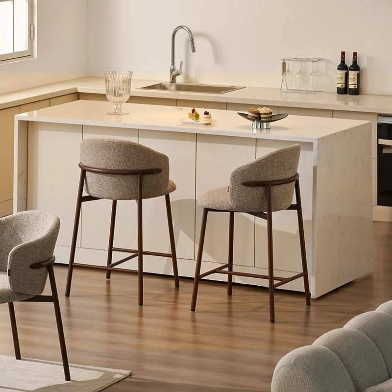 Tabouret de Bar Valda [Lot de 1] [Tissu effet lin] [65 cm]