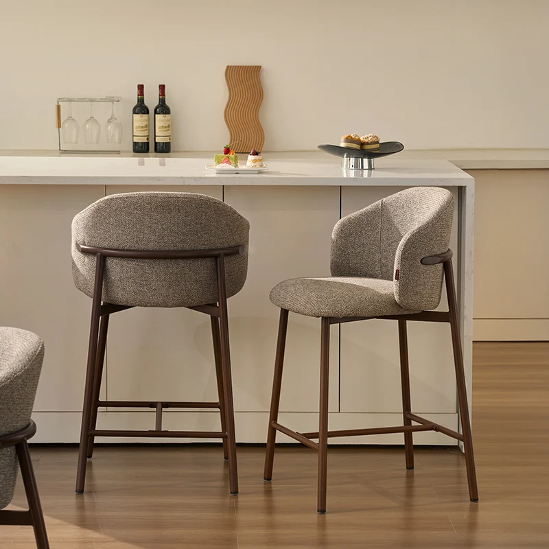 Tabouret de Bar Valda [Lot de 1] [Tissu effet lin] [65 cm]