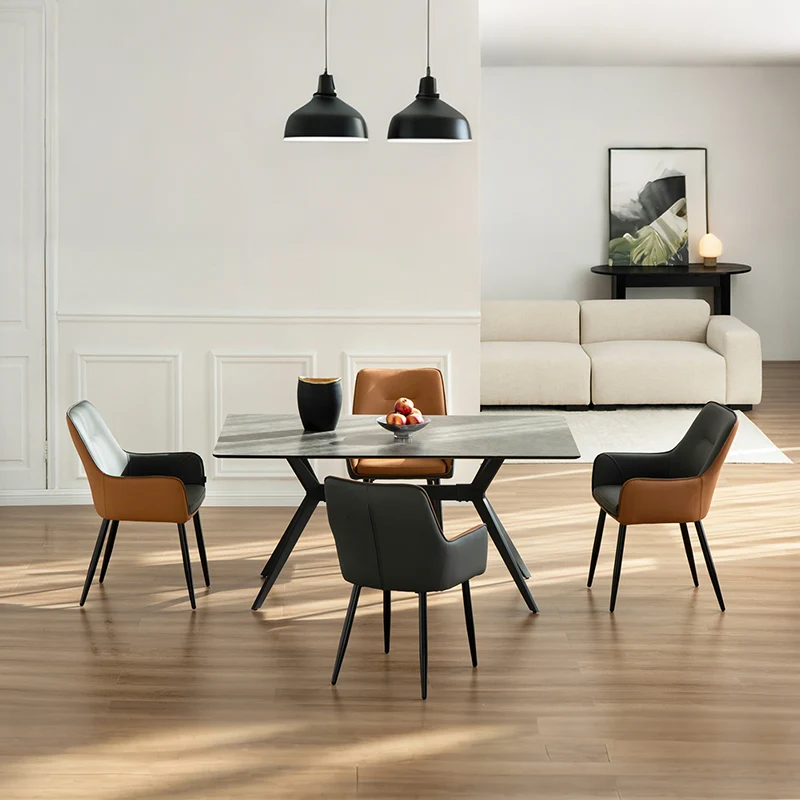 Table à manger rectangulaire Laila et 6 chaises à manger Solis [Ensemble de Salle à Manger]