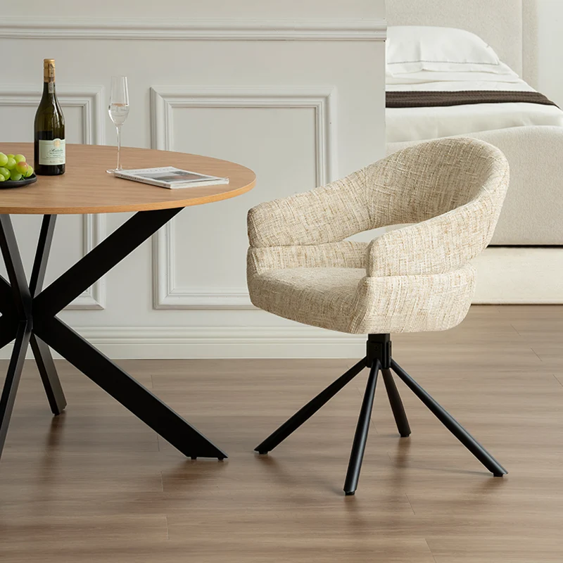 Fauteuil salle à manger pivotantes à 360° Briar Sleek [Lot de 1] [Tissu effet lin]