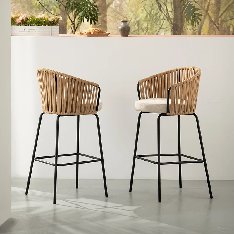 Tabouret de Bar Louisa [Lot de 2] [Tissu effet lin] [65 cm]