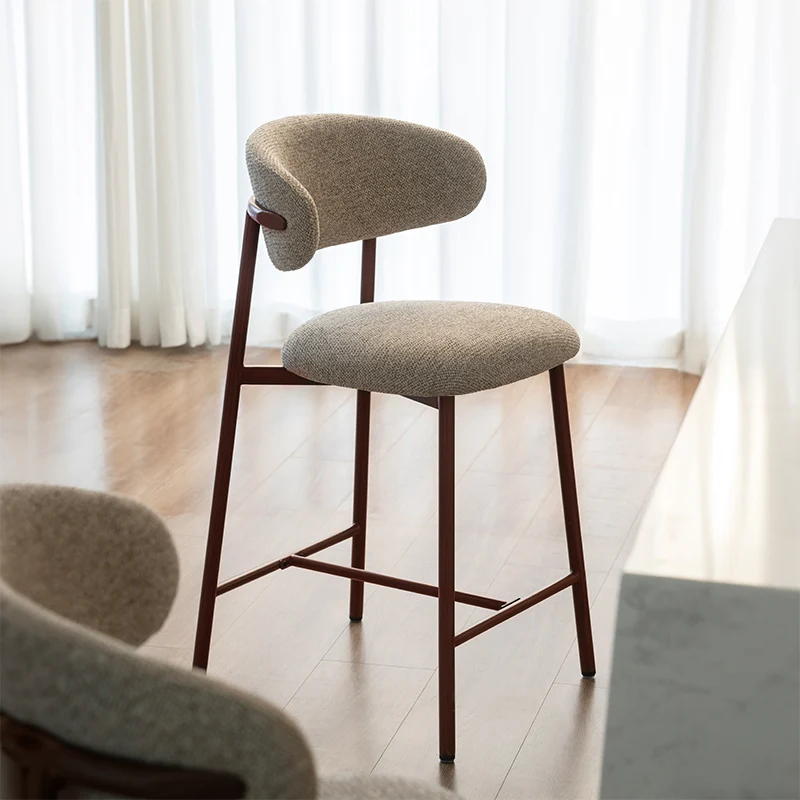 Tabouret de Bar Zahra S [Lot de 2] [Tissu effet lin] [65 cm] [⌀ 2.5 cm]