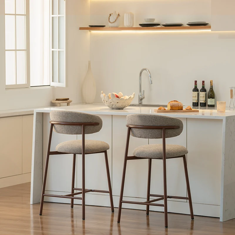 Tabouret de Bar Zahra S [Lot de 2] [Tissu effet lin] [65 cm] [⌀ 2.5 cm]