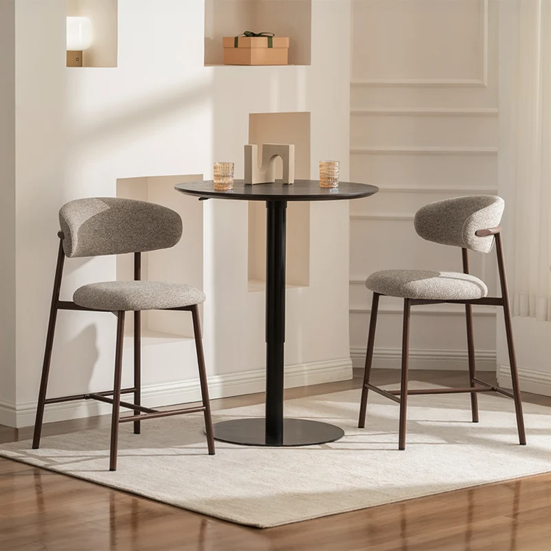 Tabouret de Bar Zahra S [Lot de 2] [Tissu effet lin] [65 cm] [⌀ 2.5 cm]