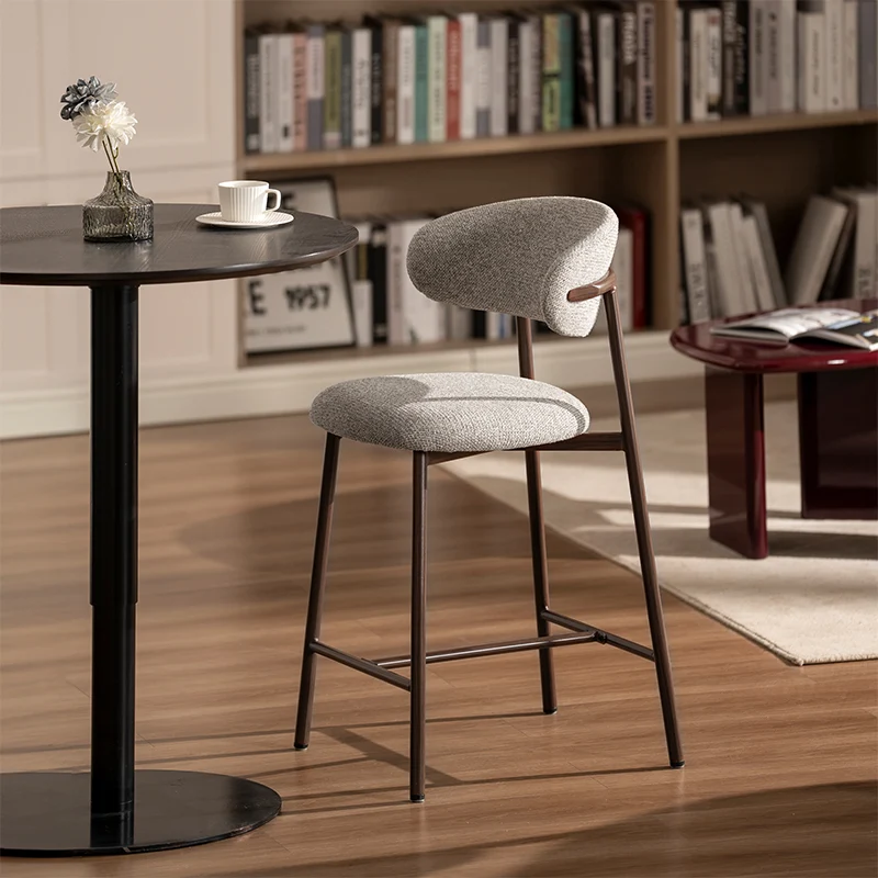 Tabouret de Bar Zahra S [Lot de 2] [Tissu effet lin] [65 cm] [⌀ 2.5 cm]