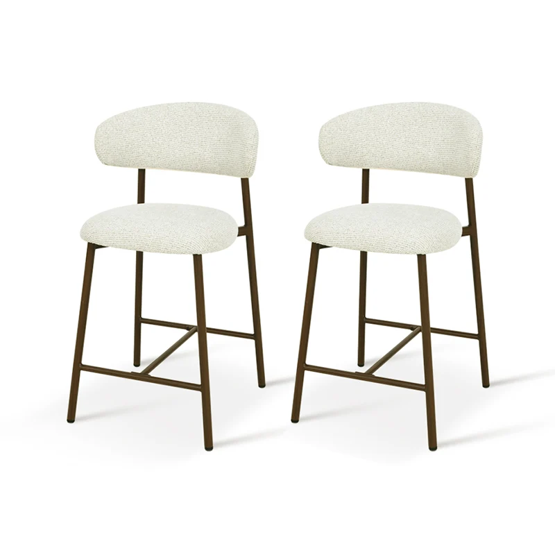 Tabouret de Bar Zahra S [Lot de 2] [Tissu effet lin] [65 cm] [⌀ 2.5 cm]