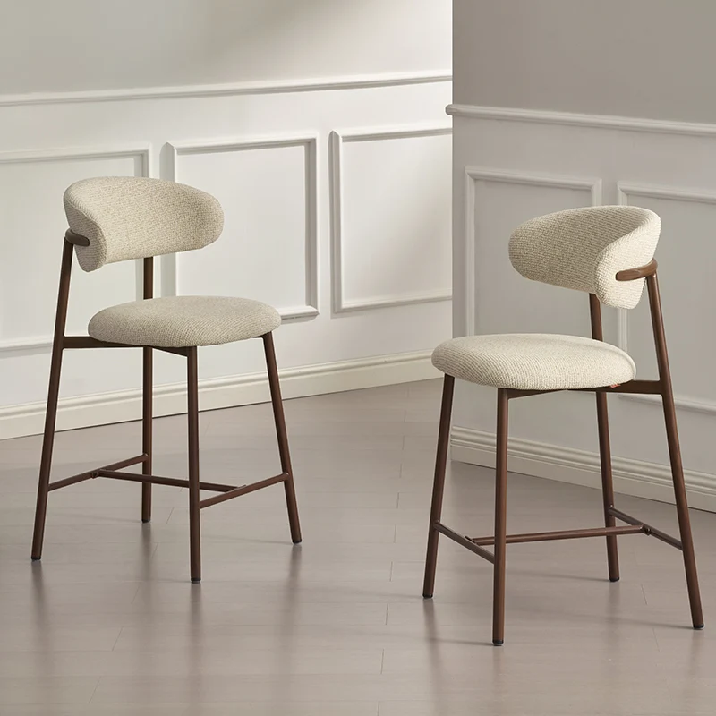 Tabouret de Bar Zahra S [Lot de 2] [Tissu effet lin] [65 cm] [⌀ 2.5 cm]
