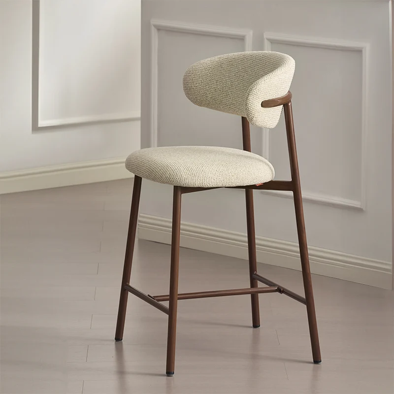 Tabouret de Bar Zahra S [Lot de 2] [Tissu effet lin] [65 cm] [⌀ 2.5 cm]