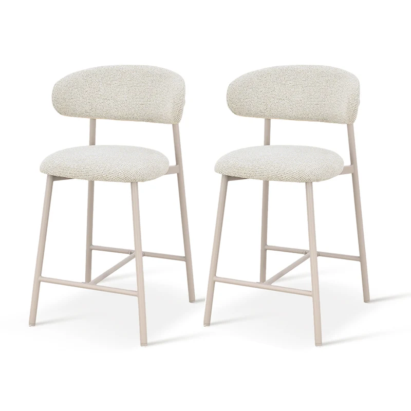 Tabouret de Bar Zahra S [Lot de 2] [Tissu effet lin] [65 cm] [⌀ 2.5 cm]