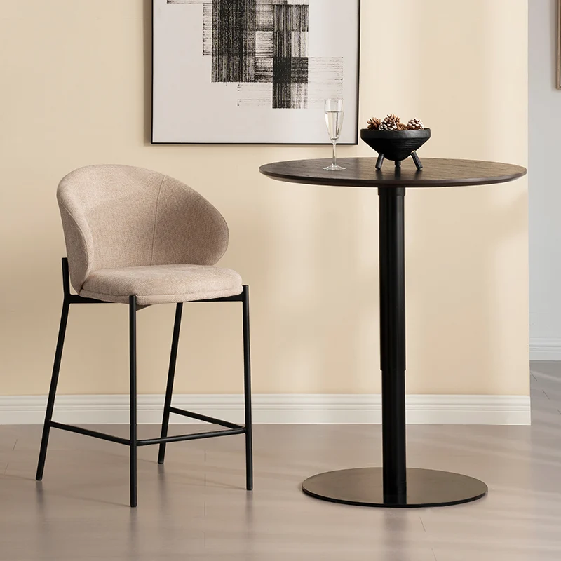 Tabourets de bar Bard [Lot de 1] [Tissu effet lin] [65 cm]