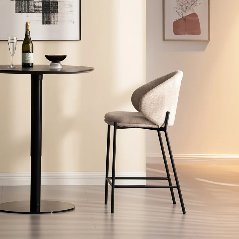 Tabourets de bar Bard [Lot de 1] [Tissu effet lin] [65 cm]