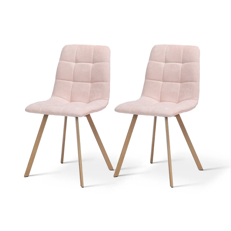 Chaise de salle à manger Aoife Sleek [Lot de 2][Tissu effet lin][Pieds en métal en chêne]