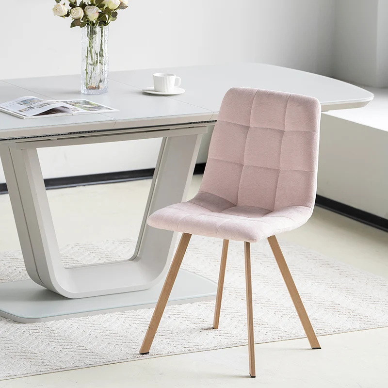 Chaise de salle à manger Aoife Sleek [Lot de 2][Tissu effet lin][Pieds en métal en chêne]
