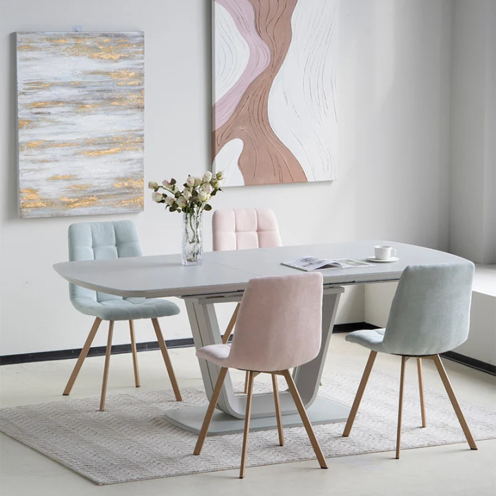 Chaise de salle à manger Aoife Sleek [Lot de 2][Tissu effet lin][Pieds en métal en chêne]