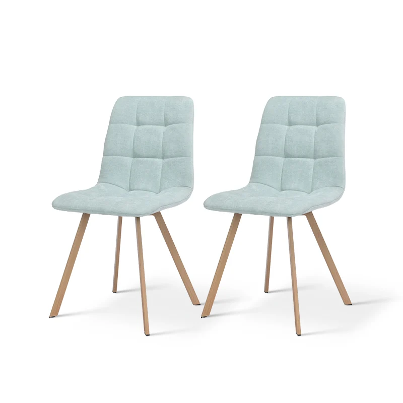 Chaise de salle à manger Aoife Sleek [Lot de 2][Tissu effet lin][Pieds en métal en chêne]