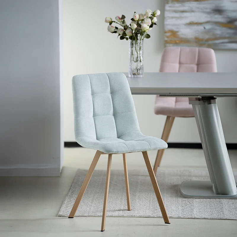 Chaise de salle à manger Aoife Sleek [Lot de 2][Tissu effet lin][Pieds en métal en chêne]