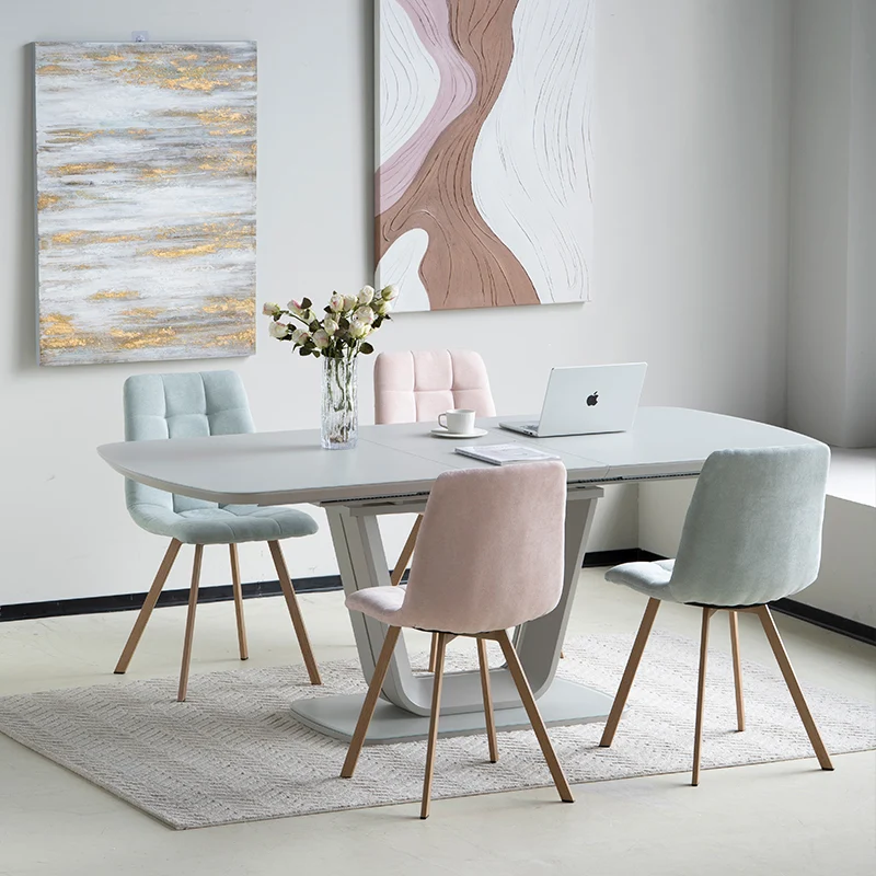 Chaise de salle à manger Aoife Sleek [Lot de 2][Tissu effet lin][Pieds en métal en chêne]