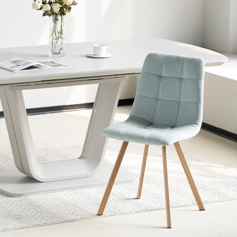 Chaise de salle à manger Aoife Sleek [Lot de 2][Tissu effet lin][Pieds en métal en chêne]