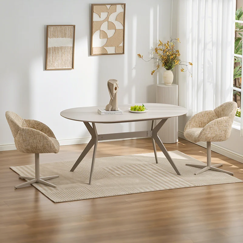 Fauteuil salle à manger pivotantes à 360° Niamh [Lot de 1] [Tissu effet lin]