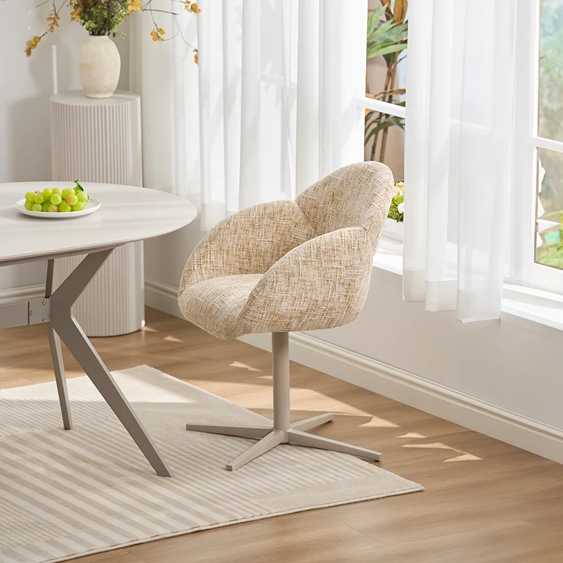 Fauteuil salle à manger pivotantes à 360° Niamh [Lot de 1] [Tissu effet lin]