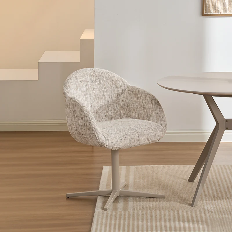 Fauteuil salle à manger pivotantes à 360° Niamh [Lot de 1] [Tissu effet lin]